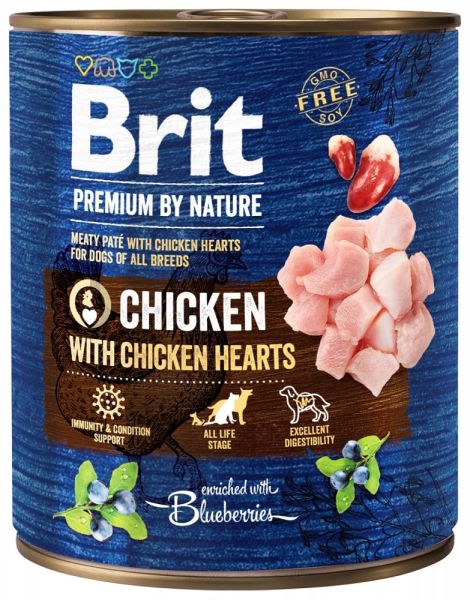 BRIT Premium by Nature chicken, hearts 800 g kurczak i serca