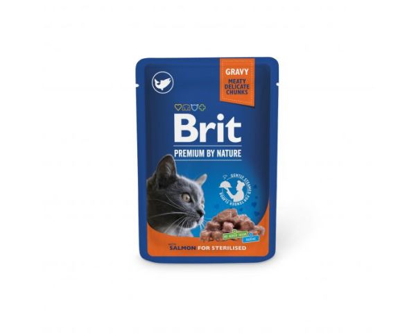BRIT PREMIUM Pouch Salmon Sterilized 24x100g z łososiem dla kotów sterylizowanych