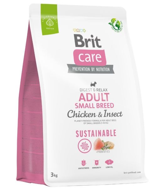 BRIT Care Dog Sustainable Adult Small Breed z kurczakiem i insektami 3 kg