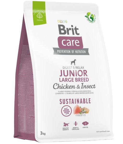 BRIT Care Sustainable Junior Large Breed z kurczakiem i insektami 3 kg