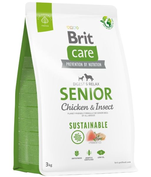 BRIT CARE Sustainable Senior chicken insekt dla starszych psów z kurczakiem i insektami 3 kg