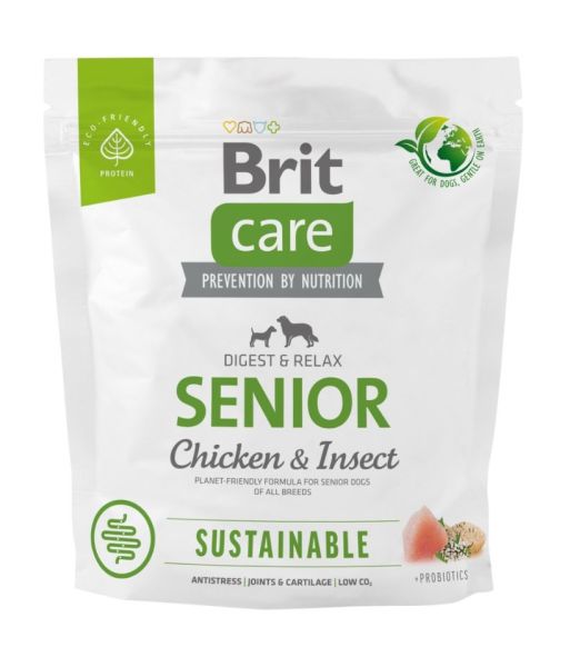 BRIT CARE Sustainable Senior chicken insekt dla starszych psów z kurczakiem i insektami 1 kg