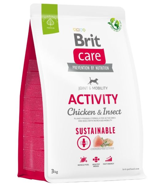 BRIT CARE Dog Sustainable Activity chicken insekt dla aktywnych dorosłych psów z kurczakiem i insektami 3 kg