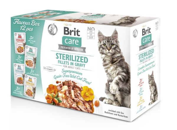 BRIT CARE Fillets in Gravy Box Pouch Sterilized 12X85g dla kotów sterylizowanych