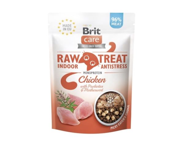 BRIT Care Raw Treat Freeze Dried Indoor Antistress 40 g przysmak liofilizowany Kurczak z probiotykami dla kota
