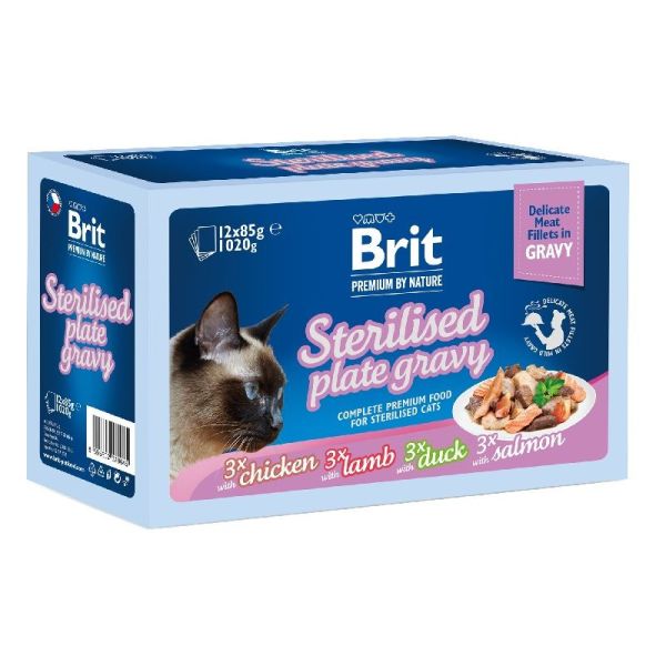 BRIT Premium by Nature Cat Delicate Fillets in Gravy Family Plate Sterilised 12x85g mokra karma w sosie dla dorosłych sterylizowanych kotów