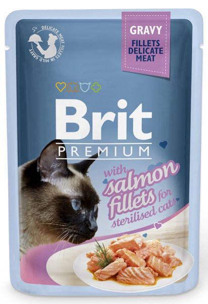 BRIT Premium Cat Delicate fillets in gravy z łososiem w sosie dla kotów sterelizowanych 24x85g