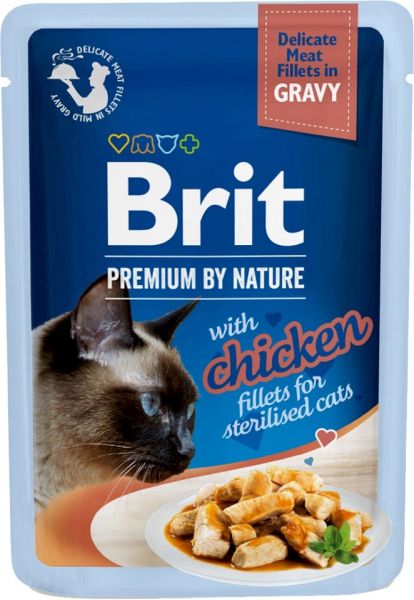 BRIT Premium By Nature Fillets in Gravy for Sterilized cats z kurczakiem 24x85g