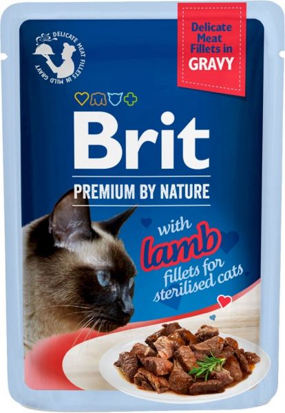 BRIT Premium By Nature Fillets in Gravy for Sterilized cats z jagnięciną 24x85g