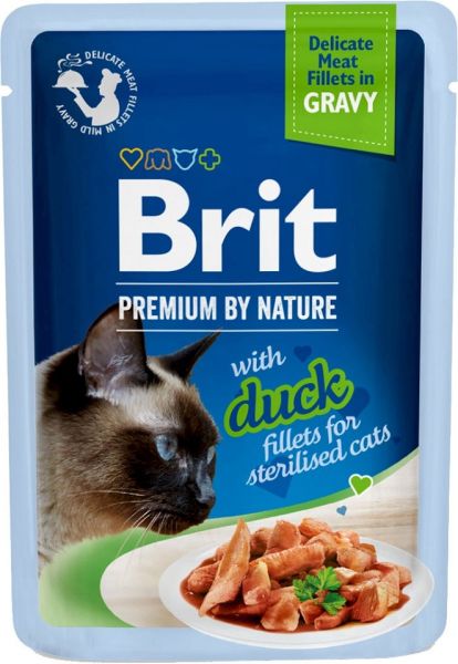 BRIT Premium By Nature Fillets in Gravy for Sterilized cats z kaczką 24x85g