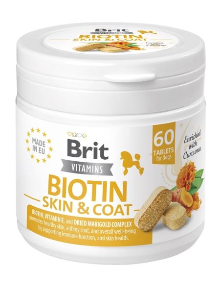 BRIT Vitamins Biotin Skin Coat Care 120g (60tabl.) preparat dla psów z biotyną wspierający zdrowie skóry i sierści