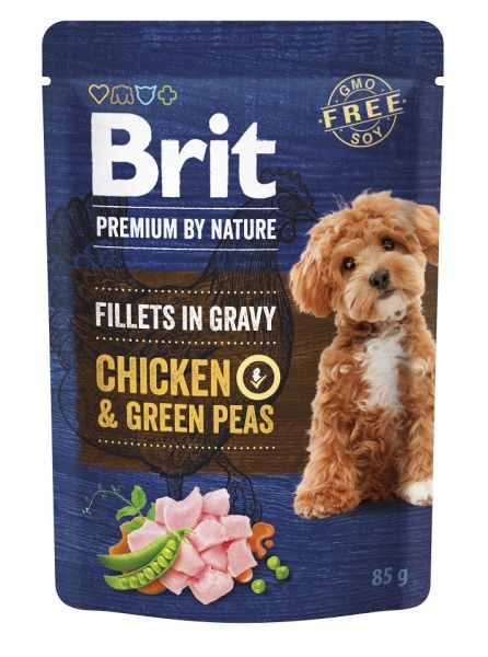 BRIT Premium By Nature Dog Fillets in Gravy z kurczakiem i zielonym groszkiem 24x85g