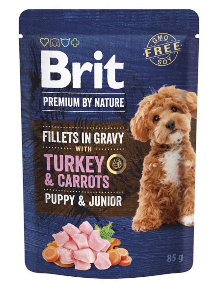 BRIT Premium By Nature Puppy Junior Fillets in Gravy z indykiem i marchewką 24x85g