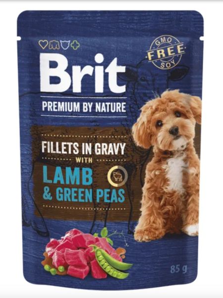 BRIT Premium By Nature Dog Fillets in Gravy z jagnięciną i zielonym groszkiem 24x85g