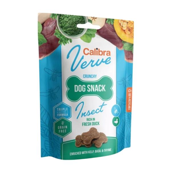 CALIBRA Dog Verve Crunchy Snack Insect&Fresh Duck 150 g bezzbożowe przysmaki z owadami i kaczką