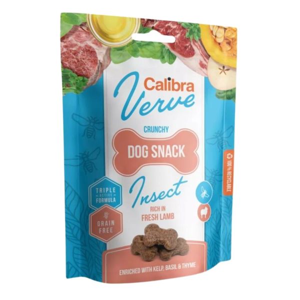 CALIBRA Dog Verve Crunchy Snack Insect&Fresh Lamb 150 g bezzbożowe przysmaki z owadami i jagnięciną