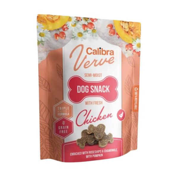 CALIBRA Dog Verve Semi-Moist Snack Fresh Chicken 150 g bezzbożowe przysmaki z kurczakiem