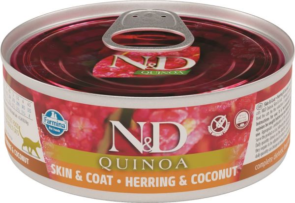 FARMINA N&amp;D Cat Quinoa Herring &amp; coconut Skin&amp;Coat 80 g karma dla kotów na poprawę stanu sierści