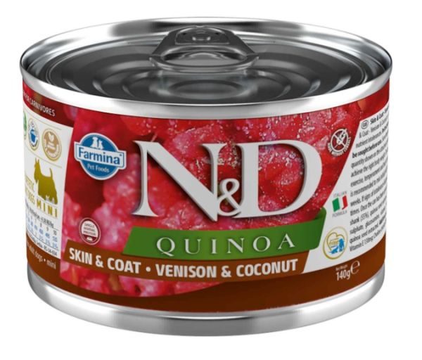 FARMINA N&amp;D Quinoa Dog Venison, coconut 140 g jeleń z kokosem na wzmocnienie skóry i sierści