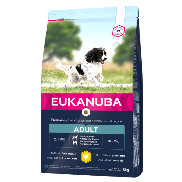 EUKANUBA Active Adult Medium Breed bogata w świeżego kurczaka 3kg