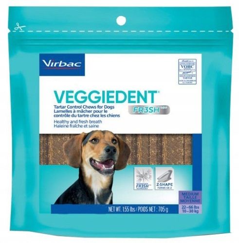 VIRBAC Veggiedent Fresh M (10-30 kg) gryzaki dla psa 15 szt.