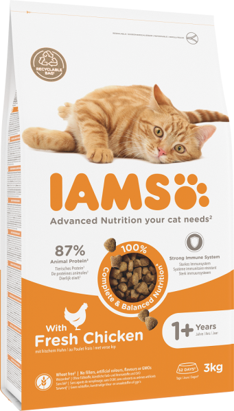 IAMS for Vitality dla dorosłych kotów ze świeżym kurczakiem 3 kg