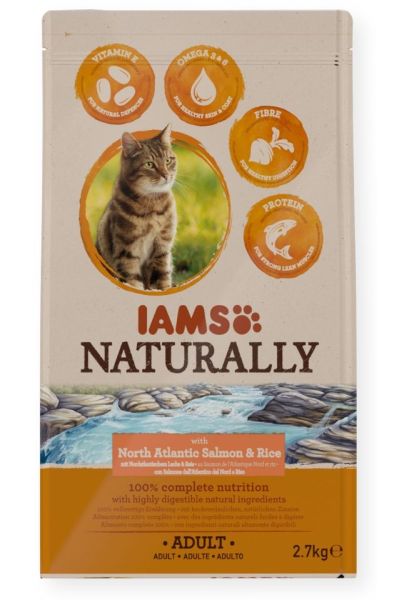 IAMS Naturally Adult Cat with North Atlantic Salmon Rice 2,7 kg