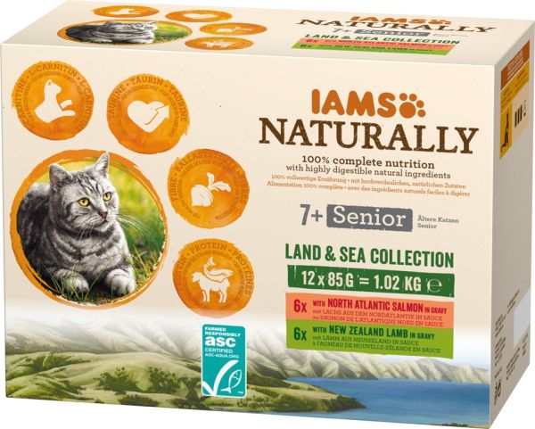 IAMS Naturally Senior Cat Land &amp; Sea Collection mix smaków dla starszych kotów 12x85g