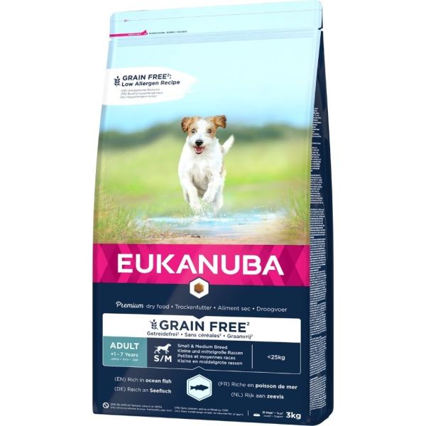 EUKANUBA Grain Free Small&amp;Medium 3 kg karma dla dorosłych psów małych i średnich ras