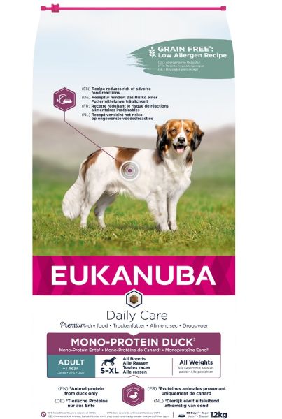 EUKANUBA Daily Care S-XL Adult Kaczka 12 kg monoproteinowa karma dla dorosłych psów