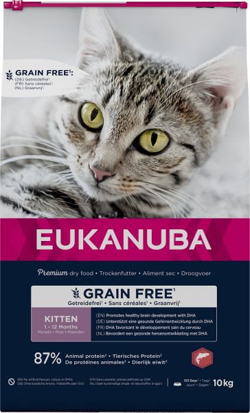 EUKANUBA Grain Free Kitten Łosoś 10 kg dla rosnących kociąt