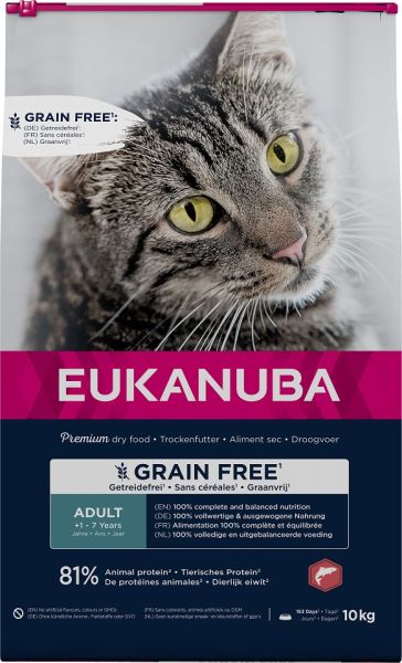EUKANUBA Grain Free Adult Łosoś 10 kg dla kotów dorosłych