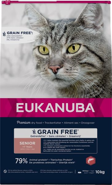EUKANUBA Grain Free Senior Łosoś 10 kg dla starszych kotów