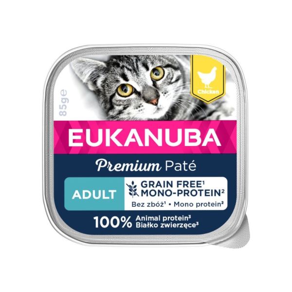 EUKANUBA Grain Free Adult Monoproteinowy pasztet Kurczak 16 x 85 g