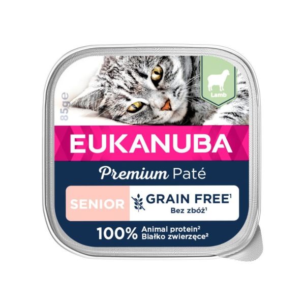 EUKANUBA Grain Free Senior pasztet dla starszych kotów Jagnięcina 16 x 85 g