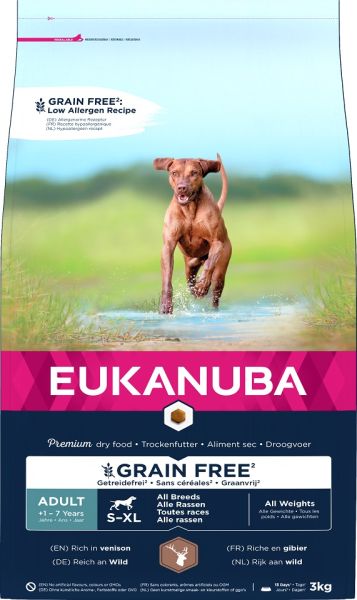 EUKANUBA Grain Free S-XL Adult Dziczyzna 3 kg dla dorosłych psów