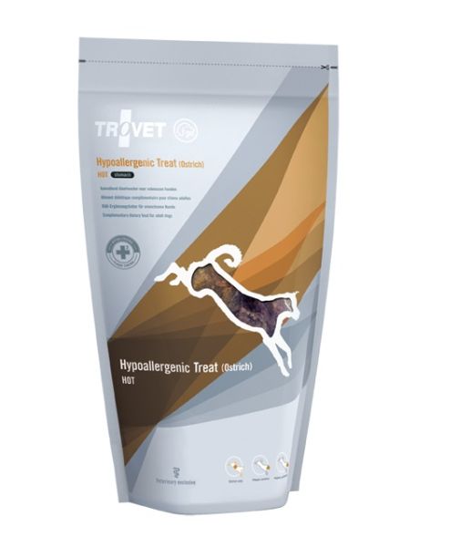 TROVET Hypoallergenic Treat Ostrich HOT stomach funkcjonalne przysmaki dla psa 150 g