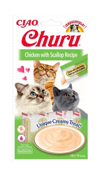 INABA Churu Cat kremowy przysmak dla kota kurczak i przegrzebki 56 g