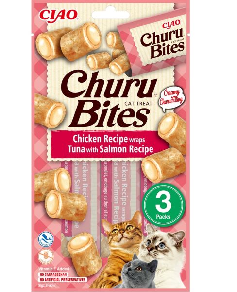 INABA Churu Bites Chicken 3x10g wrapy z kurczakiem, tuńczykiem i łososiem dla kota