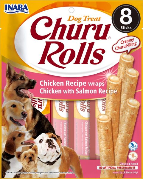 INABA Churu Rolls Chicken 8x12g wrapy z kurczakiem i łososiem dla psów