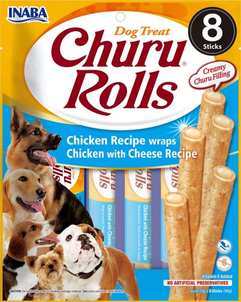 INABA Churu Rolls Chicken 8x12g wrapy z kurczakiem i serem dla psów
