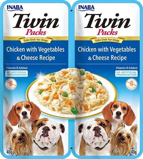 INABA Dog Twin Kurczak, warzywa i ser w bulionie dla psów 2x40 g