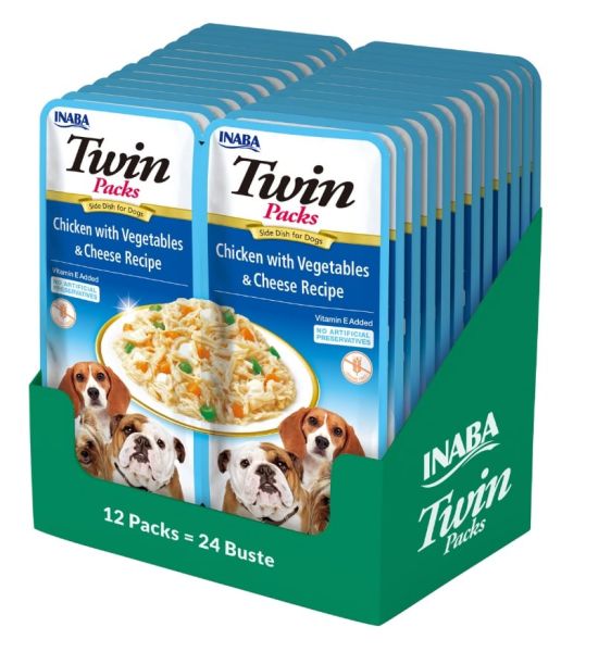 INABA Dog Twin Kurczak, warzywa i ser w bulionie dla psów 24x40 g