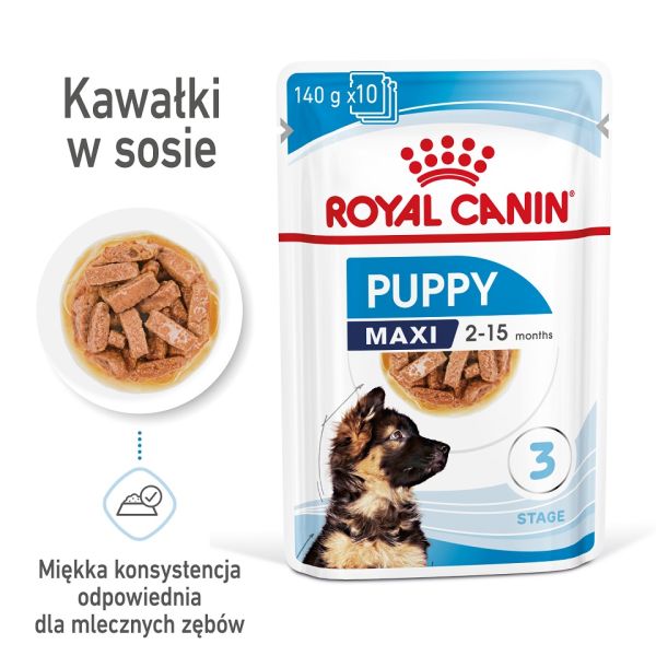 ROYAL CANIN Maxi Puppy karma mokra w sosie dla szczeniąt do 15 miesiąca życia, ras dużych 10x140 g
