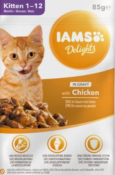 IAMS Cat Kitten All Breeds Chicken In Gravy karma dla kociąt kurczak w sosie 85 g