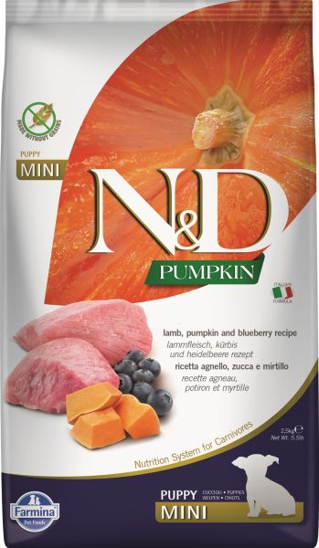 FARMINA N&amp;D GF Pumpkin Lamb &amp; Blueberry Puppy Mini 7 kg dla szczeniąt małych ras