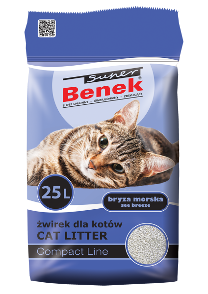 BENEK Super Compact Żwirek bentonitowy bryza morska 25 l
