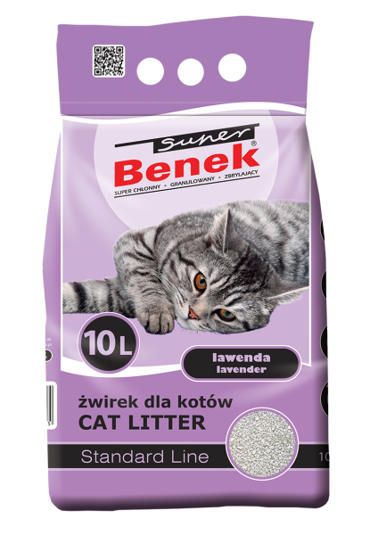 BENEK Super Standard Żwirek bentonitowy lawendowy 10 l