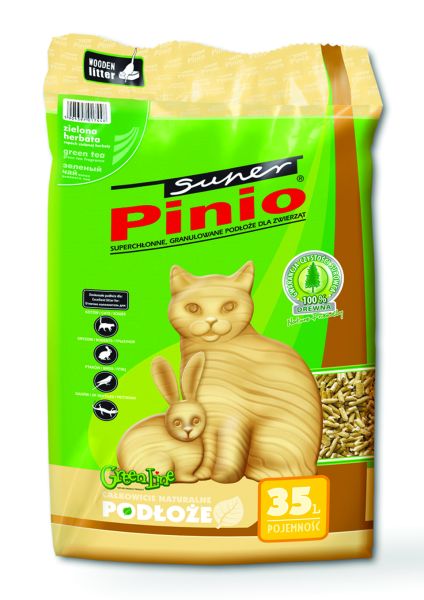 BENEK Super Pinio Żwirek drewniany pellet zielona herbata 35 l