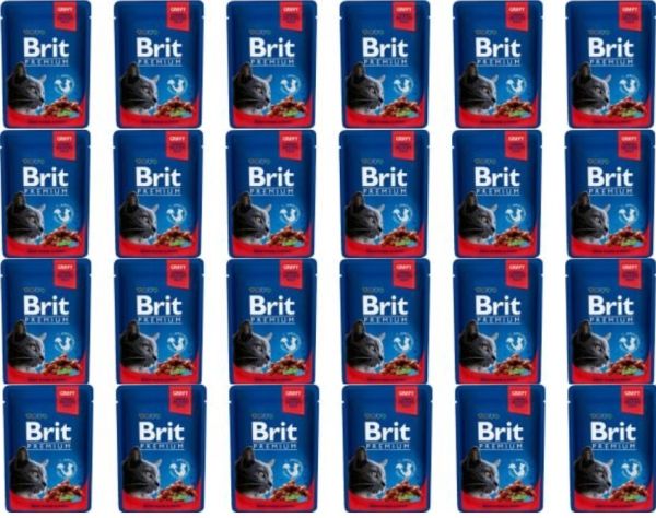 BRIT Premium Cat Adult wołowina i groszek saszetka dla kota 24 x 100g